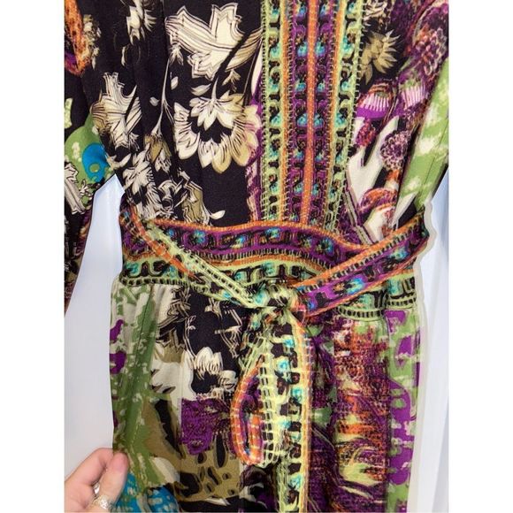 ECI New York Dress Floral Boho Multicolor V Neck Stretch Tie Size XXL (2XL) - Picture 5 of 10